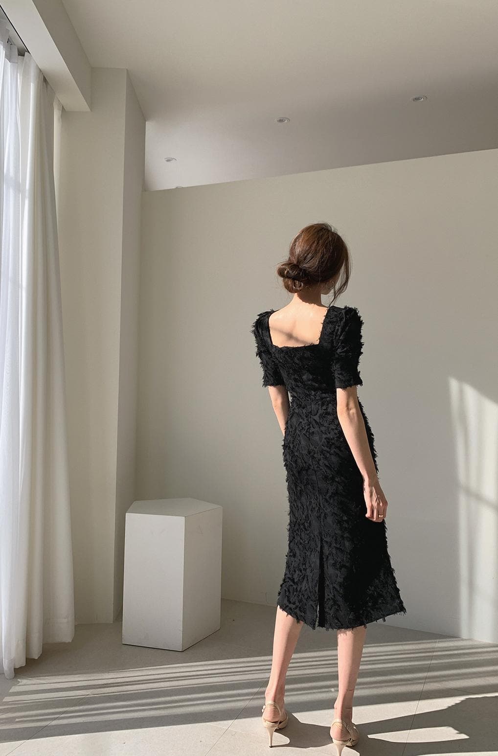 Vintage Square Collar Tassel Women Summer Dress