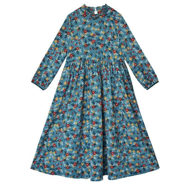 Retro Corduroy Floral Casual Draped Dress ( Limited Stock)