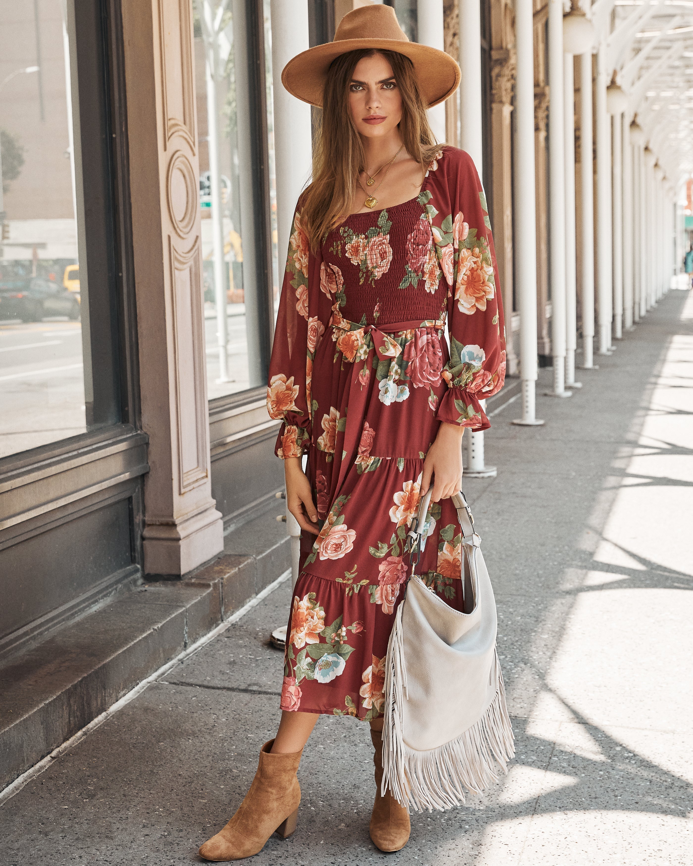 Claudette Floral Smocked Midi Dress FINAL