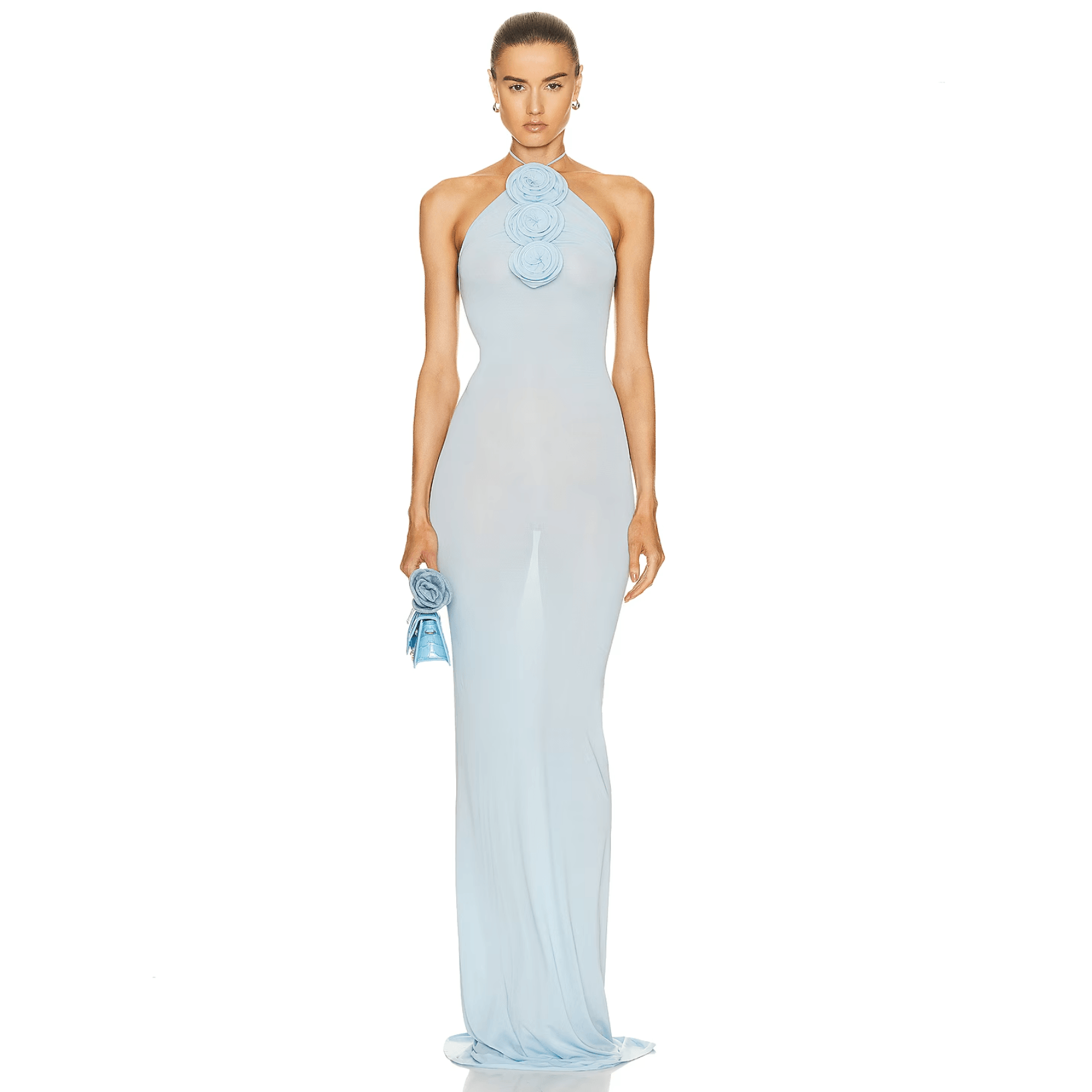 Easy Style Blue Mesh Maxi Dress