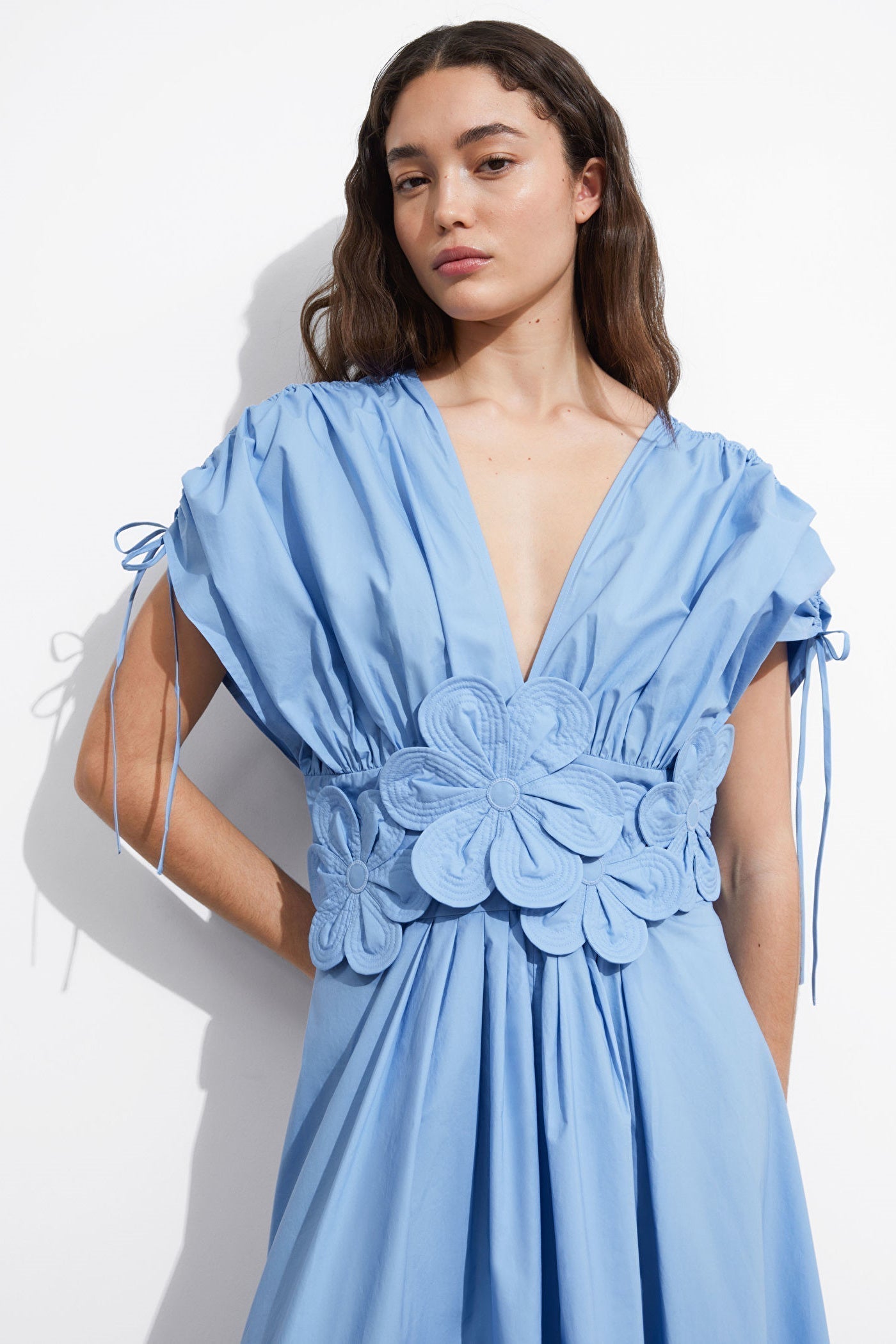 Maggie Floral Appliqué V - neck Maxi Dress