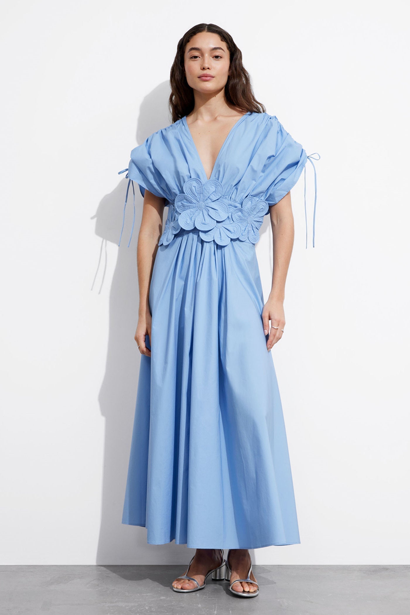 Maggie Floral Applique V neck Maxi Dress