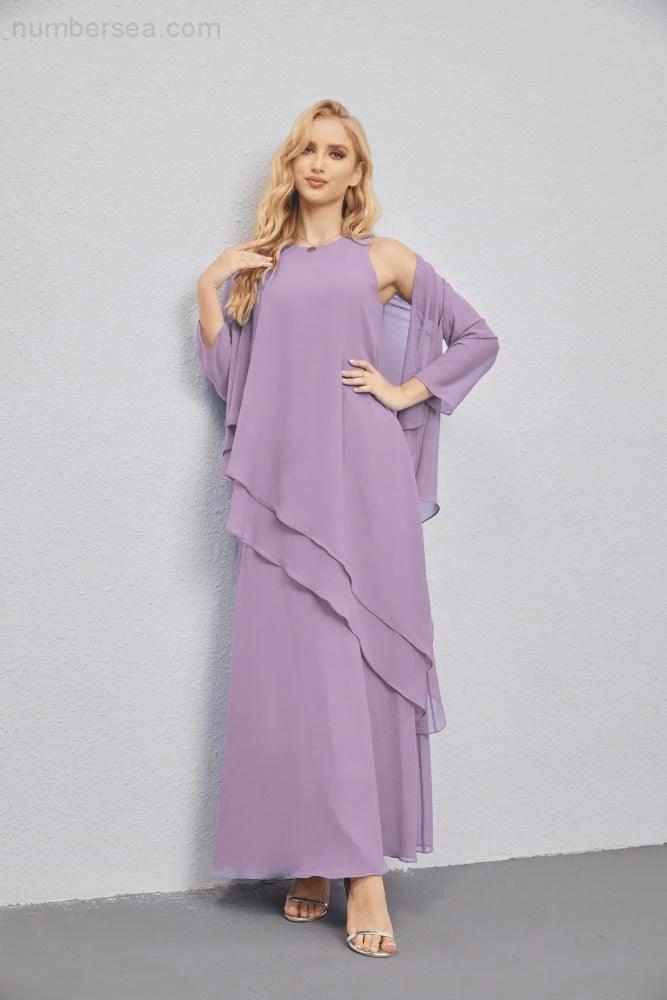 Mother of Bride Dresses with Open Front Lightweight Cardigan Formal Prom Gown 28081 (ZD16990)