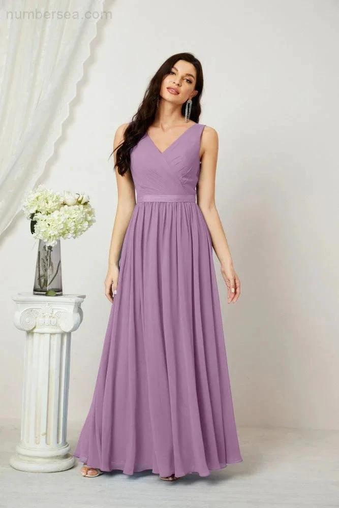 Women's Chiffon Long Bridesmaid Dresses A line Sleeveless Formal Prom Gown for Evening Party Homecoming Dresses 2808 (ZD16947)