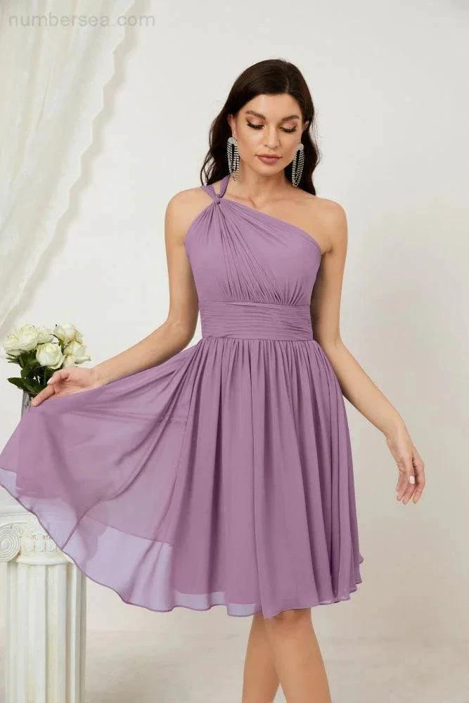 ZapDress Women Chiffon Short One Shoulder Bridesmaid Dress Formal Dresses for Party Homecoming 2804 (ZD16948)