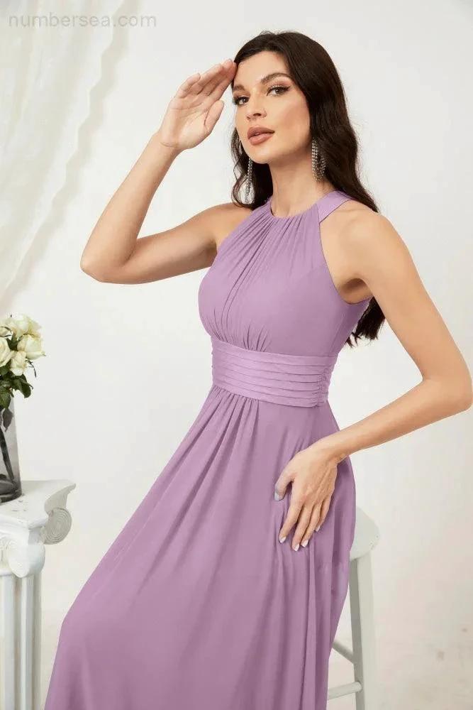 ZapDress Formal Party Gown Dress Chiffon Halter Long Sleeveless Bridesmaid Dresses 2802 (ZD16960)