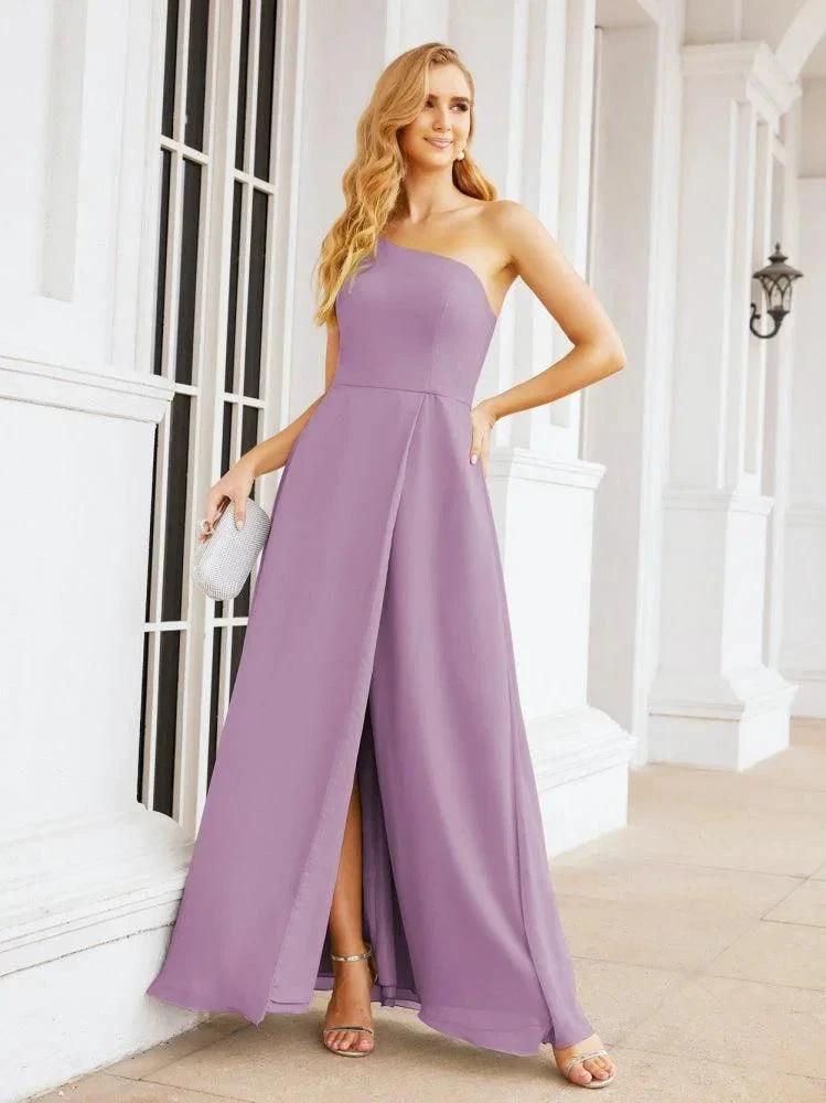 Numbersea Women's One Shoulder Formal Prom Gowns for Mother of The Bride Side Slit Bridesmaid Dresses 28052 by numbersea