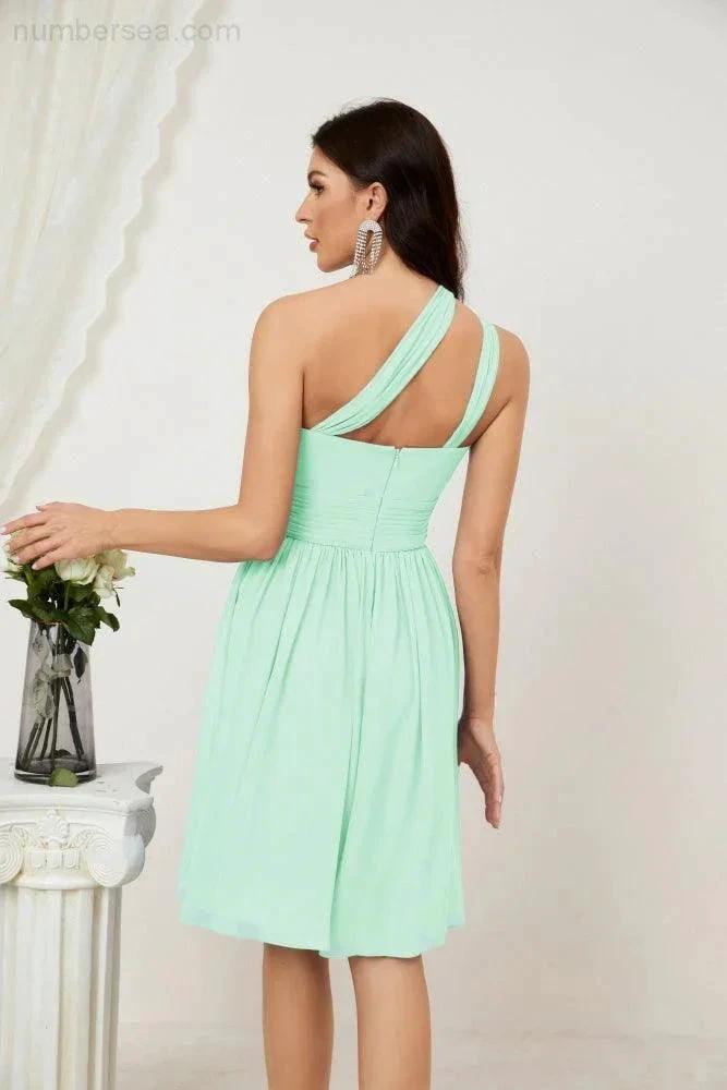 ZapDress Women Chiffon Short One Shoulder Bridesmaid Dress Formal Dresses for Party Homecoming 2804 (ZD16948)
