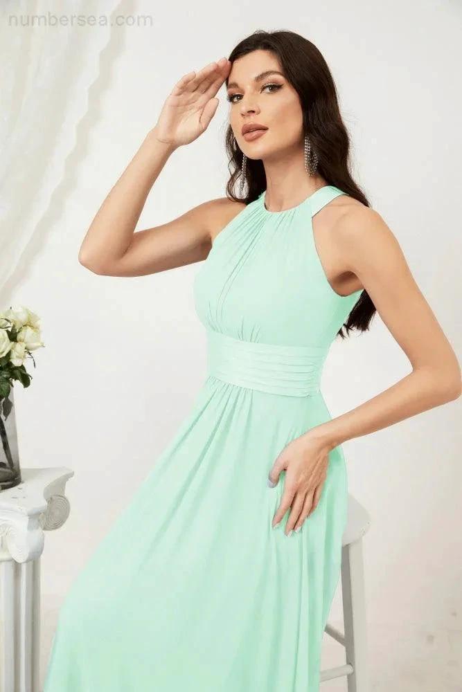 ZapDress Formal Party Gown Dress Chiffon Halter Long Sleeveless Bridesmaid Dresses 2802 (ZD16960)