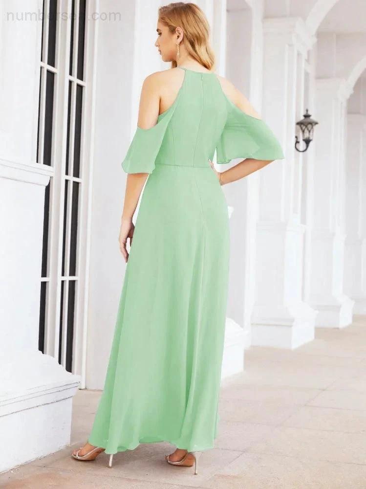ZapDress Cold Shoulder Bridesmaid Dresses A-Line Long Formal Evening Gowns 28074 (ZD17048)