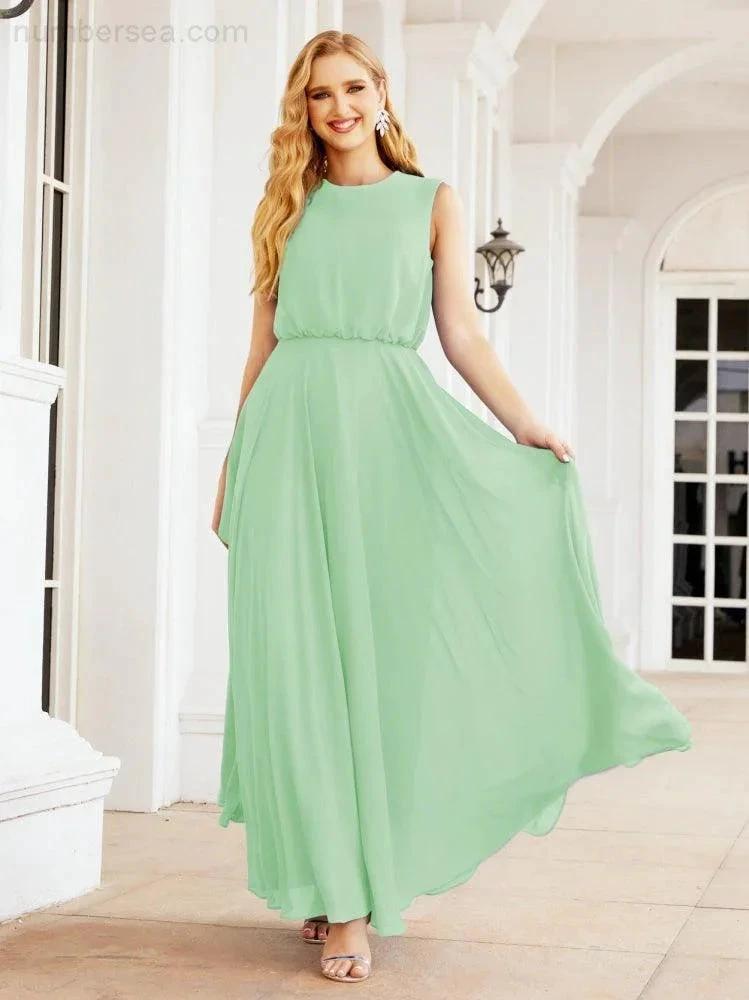 ZapDress Sleeveless Long Bridesmaid Dress A line Formal Evening Prom Gown 28025 (ZD17053)