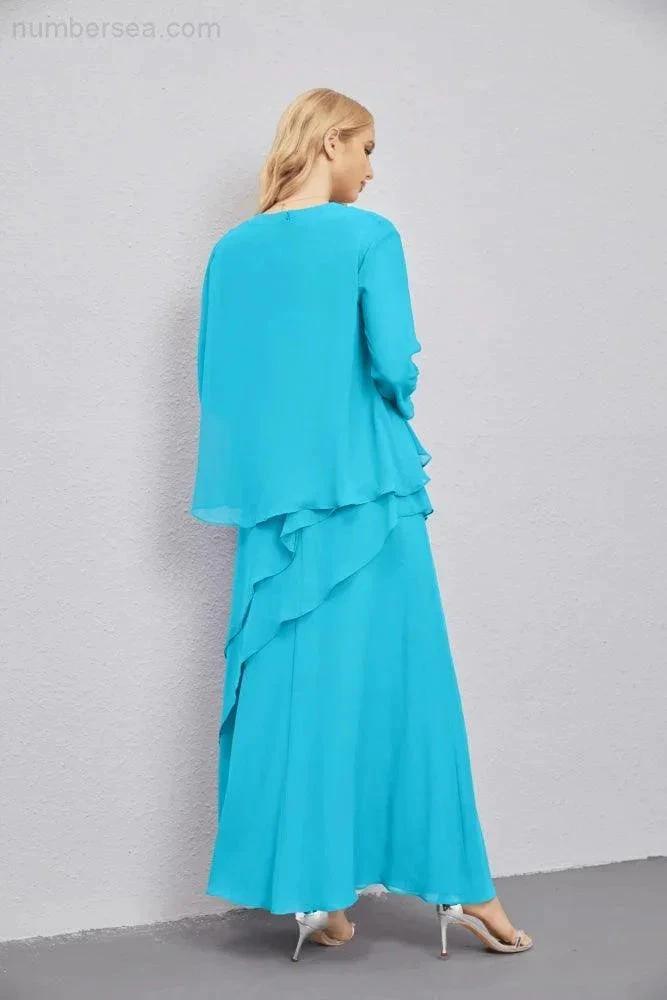 Mother of Bride Dresses with Open Front Lightweight Cardigan Formal Prom Gown 28081 (ZD16990)