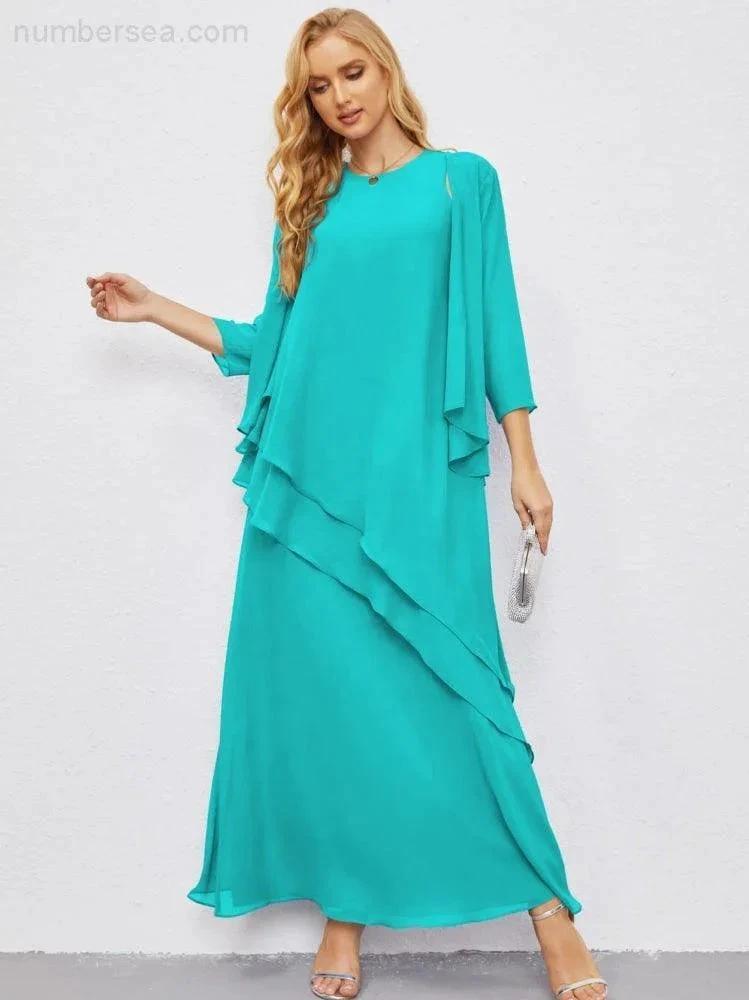 Mother of Bride Dresses with Open Front Lightweight Cardigan Formal Prom Gown 28081 (ZD16990)