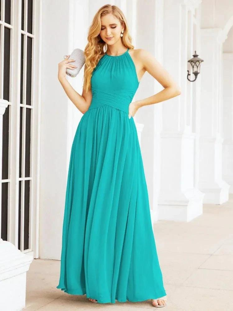 Numbersea Sleeveless Bridesmaid Dresses Long Prom Gown Zipper with Keyhole Back 28056 by numbersea