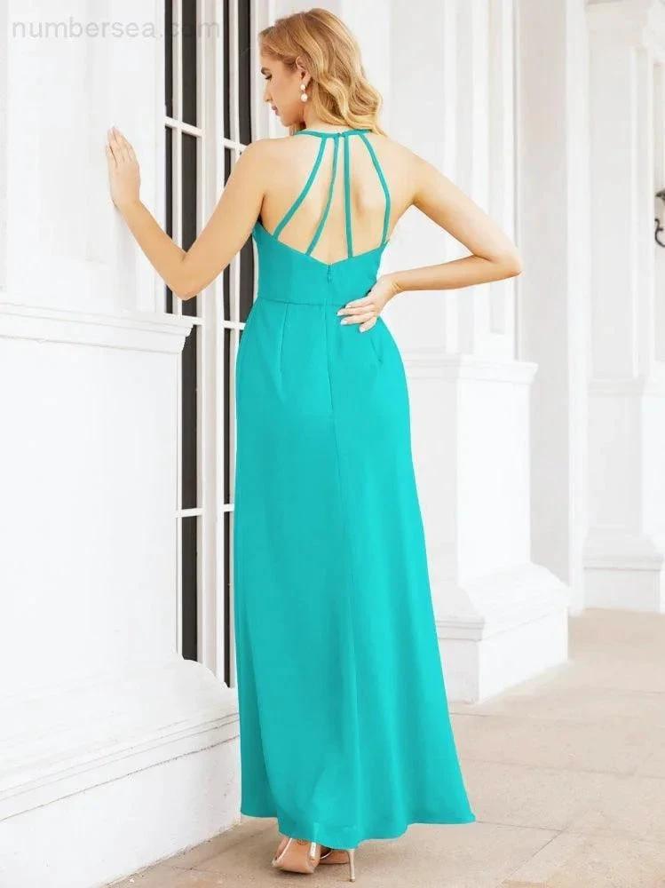 ZapDress Spaghetti Strap Bridesmaid Dresses V-Neck Long A-Line Formal Prom Gowns 28063 (ZD17045)