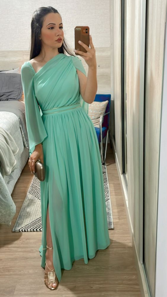 Elegant A-line Chiffon Prom Dress,Wedding Guest Dress - VelvetHem