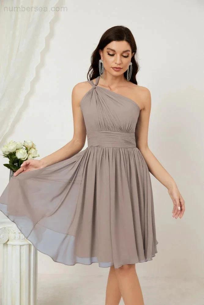 ZapDress Women Chiffon Short One Shoulder Bridesmaid Dress Formal Dresses for Party Homecoming 2804 (ZD16948)