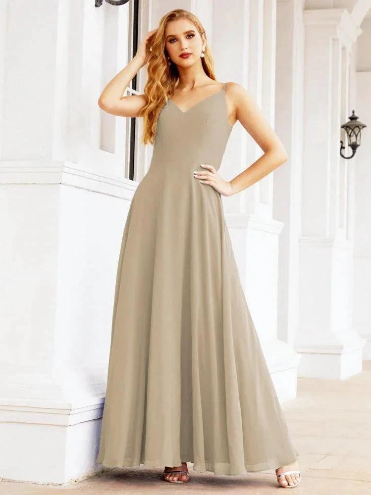 Numbersea Spaghetti Strap Bridesmaid Dresses V Neck Butterfly Back Fromal Evening Party Prom Gown 28036 by numbersea