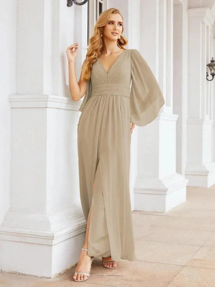 Numbersea Bridesmaid Dresses with Split for Wedding Party Flutter Sleeves 28045 by numbersea