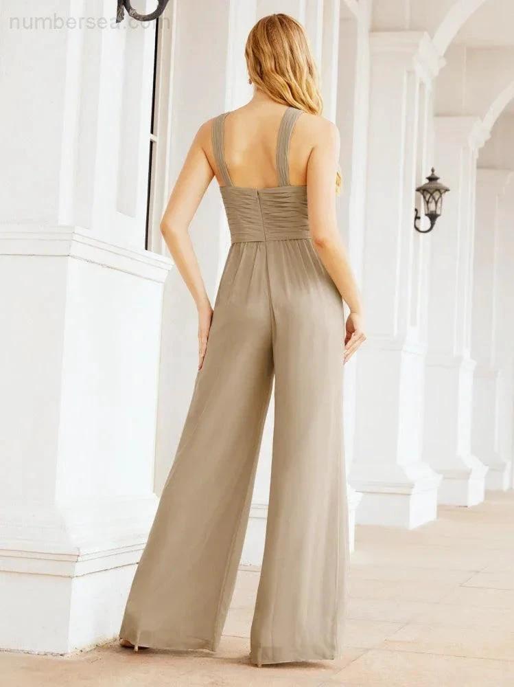 ZapDress Crisscross Neck Jumpsuit Formal Evening Dress Long Bridesmaid Dresses Bell-bottomed Pants 28033 (ZD17024)