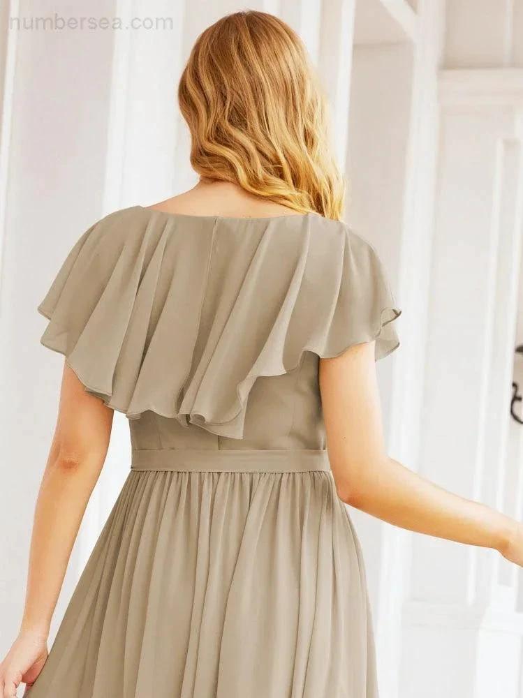 Bridesmaid Dresses with Flutter Sleeves Formal Evening Party Prom Gowns 28044 (ZD17033)