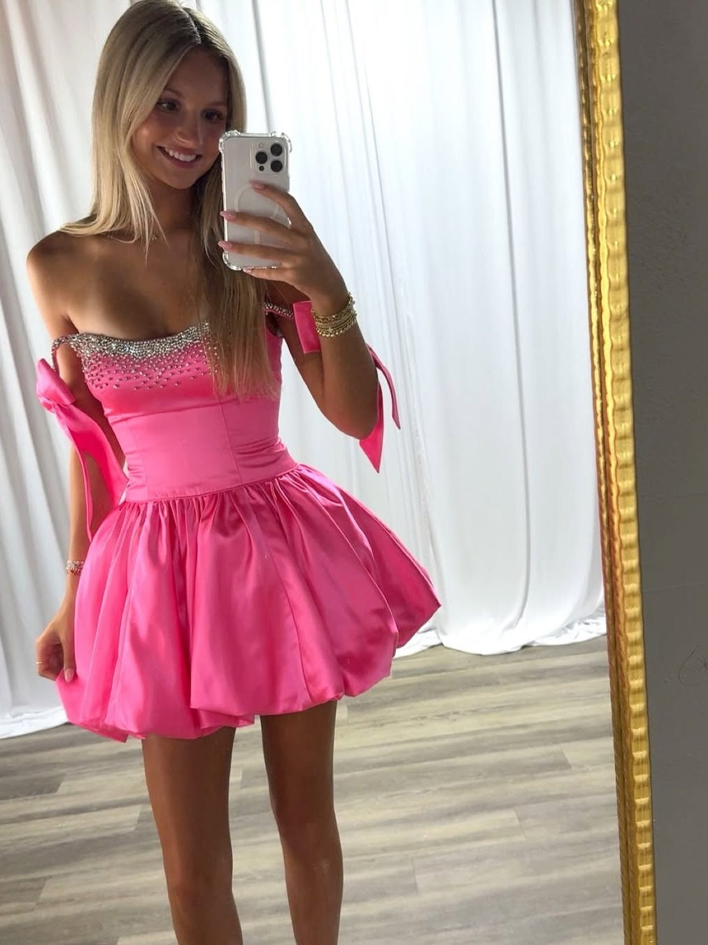 New A Line Spaghetti Straps Red/Black/Fuchsia Short Homecoming Dress with Beading - View 2 | VelvetHem
