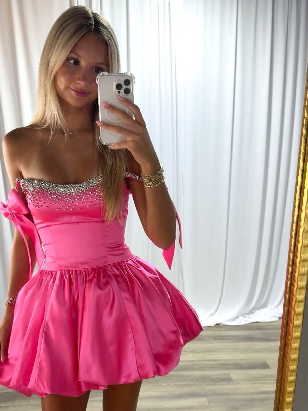 New A Line Spaghetti Straps Red/Black/Fuchsia Short Homecoming Dress with Beading - View 4 | VelvetHem