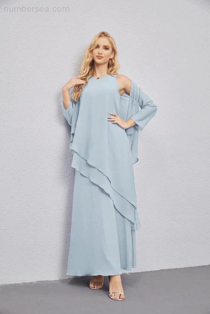 Mother of Bride Dresses with Open Front Lightweight Cardigan Formal Prom Gown 28081 (ZD16990)