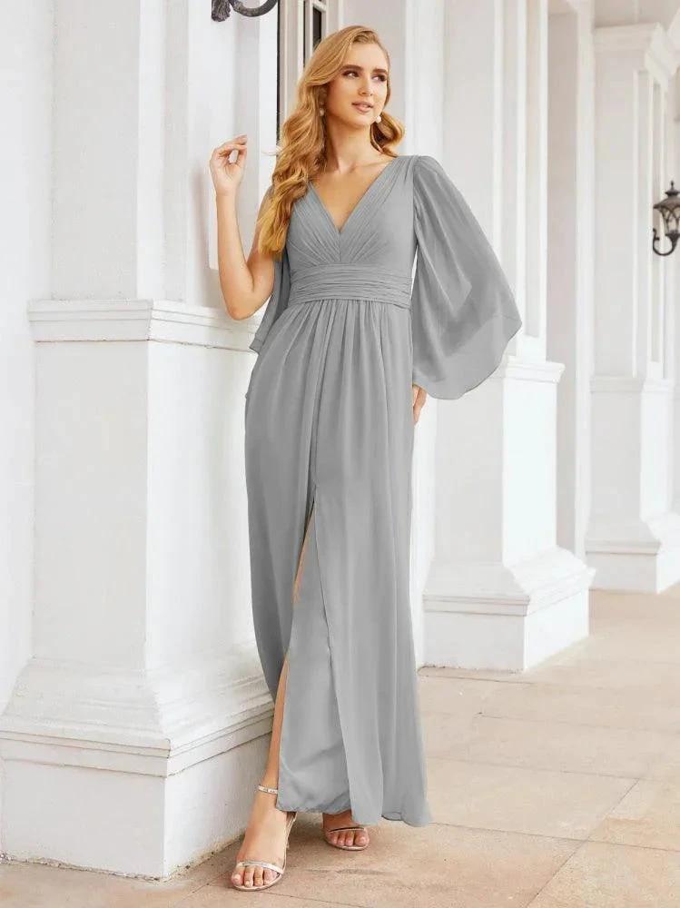 Numbersea Bridesmaid Dresses with Split for Wedding Party Flutter Sleeves 28045 by numbersea