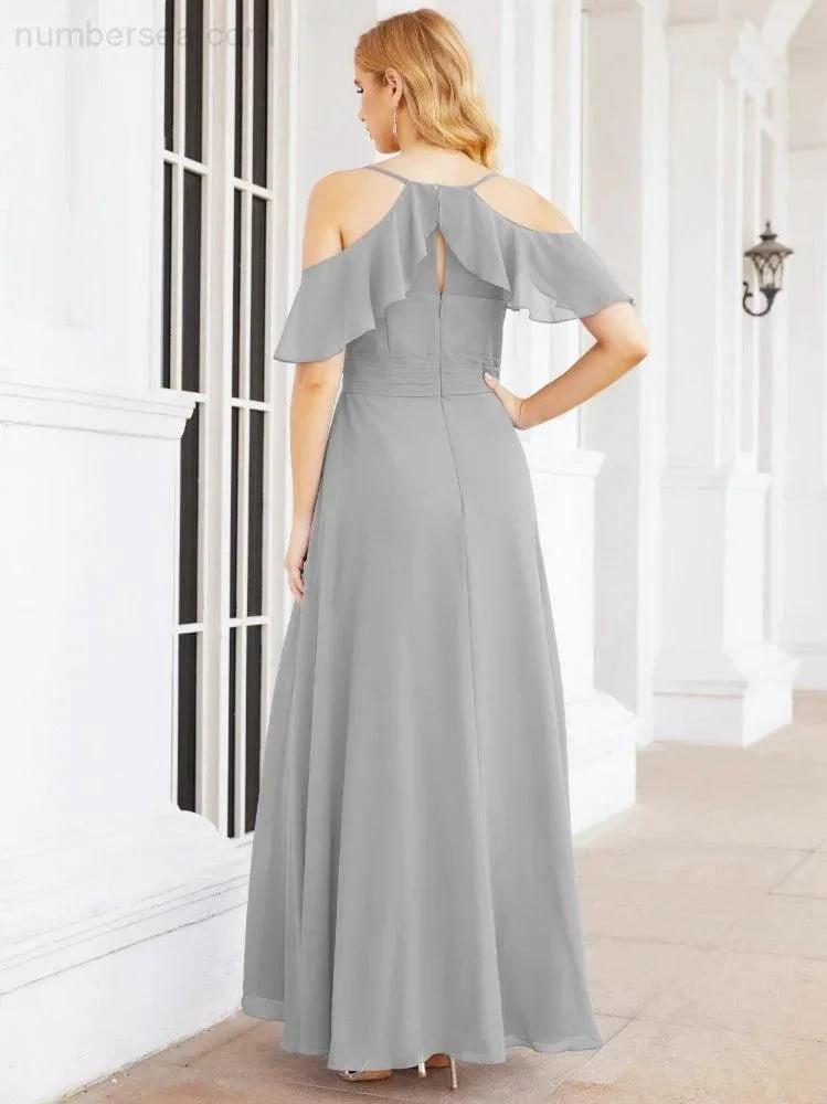 ZapDress Cold Shoulder Long Bridesmaid Dresses Side Slit Formal Prom Gowns Party Wedding 28070 (ZD16993)