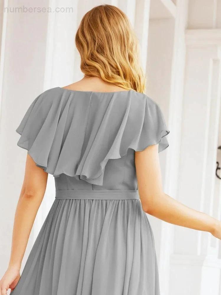 Bridesmaid Dresses with Flutter Sleeves Formal Evening Party Prom Gowns 28044 (ZD17033)