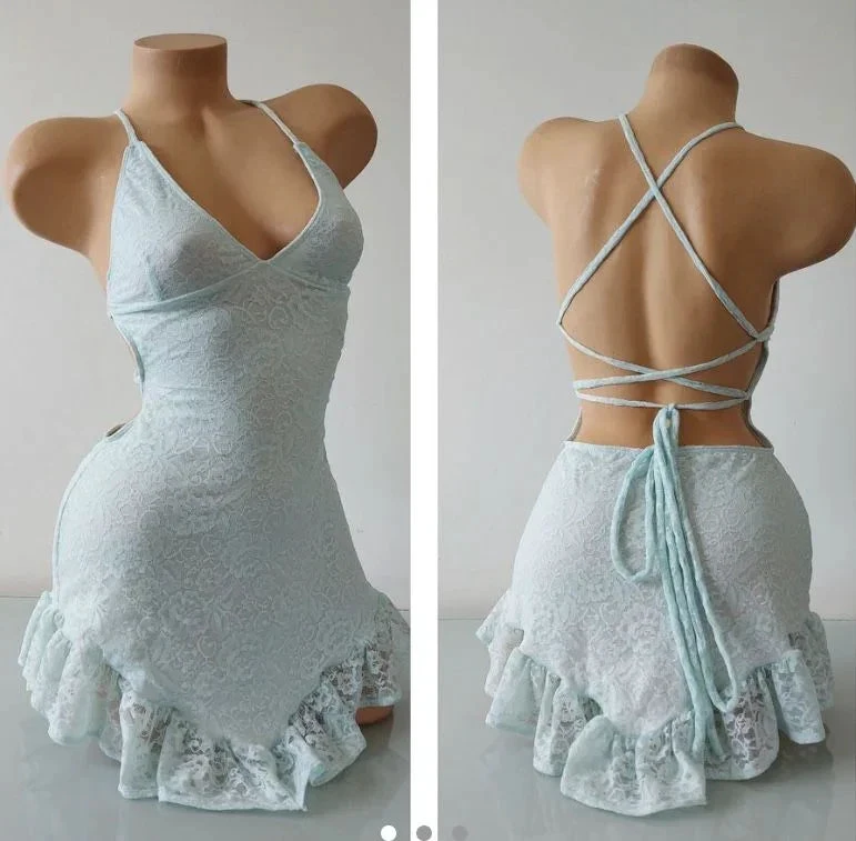 Backless Lace Homecoming Dress Sexy Party Dress (ZD11940)