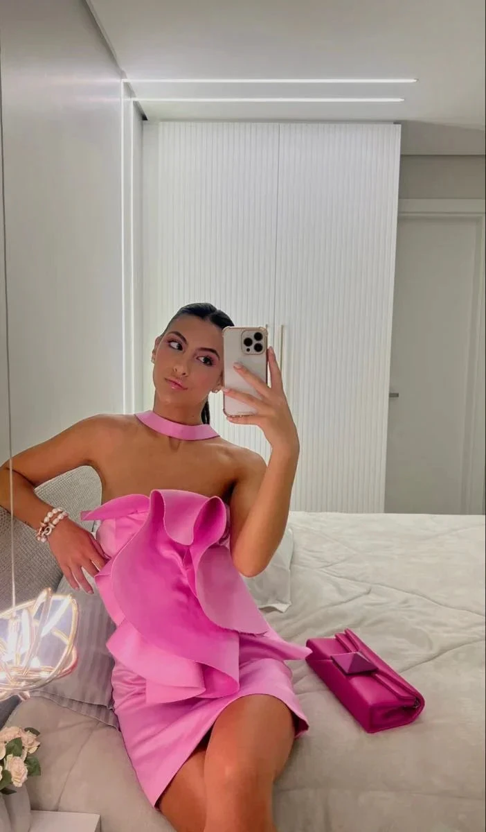 Pink Strapless Homecoming Dress Cute Party Dress (ZD12234)