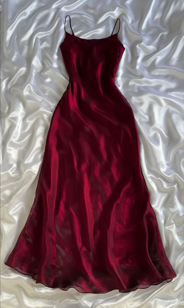 Burgundy Satin Long A Line Prom Dress Evening Dress Y7509 - VelvetHem