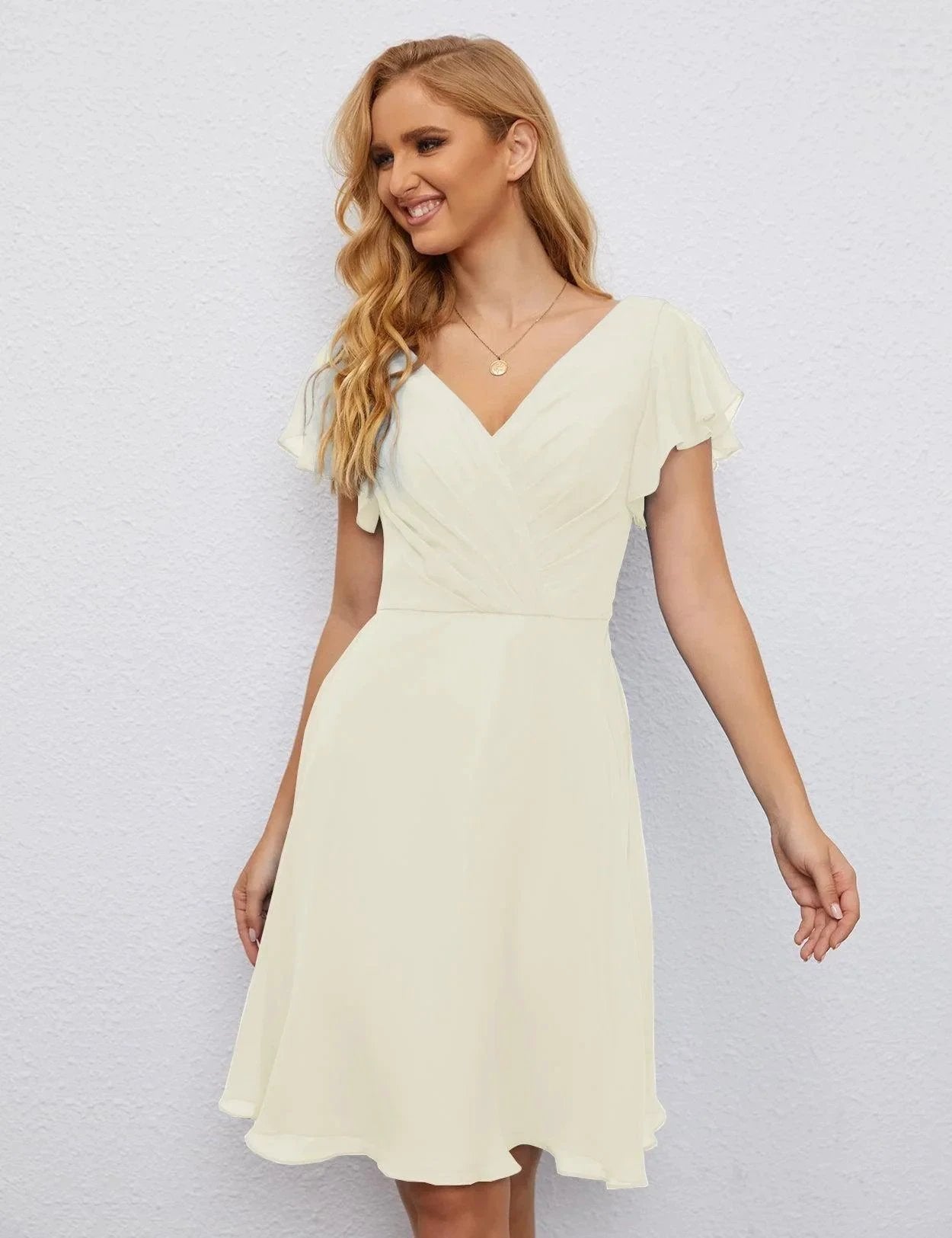 ZapDress U Back Homecoming Dress Formal Prom Dress Knee Length Short Sleeves Cocktail Party Dress 28077 (ZD16953)
