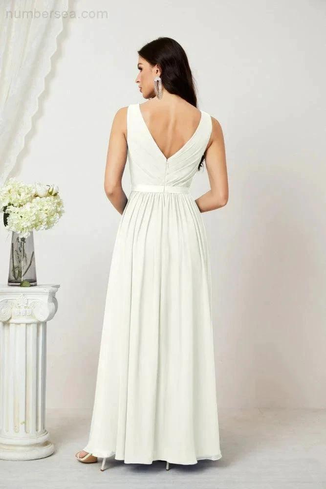 Women's Chiffon Long Bridesmaid Dresses A line Sleeveless Formal Prom Gown for Evening Party Homecoming Dresses 2808 (ZD16947)