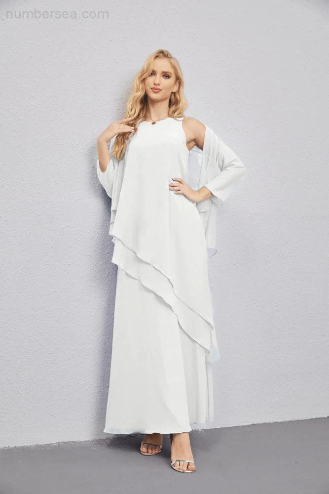 Mother of Bride Dresses with Open Front Lightweight Cardigan Formal Prom Gown 28081 (ZD16990)