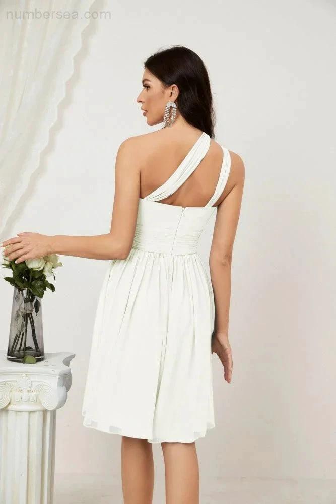 ZapDress Women Chiffon Short One Shoulder Bridesmaid Dress Formal Dresses for Party Homecoming 2804 (ZD16948)