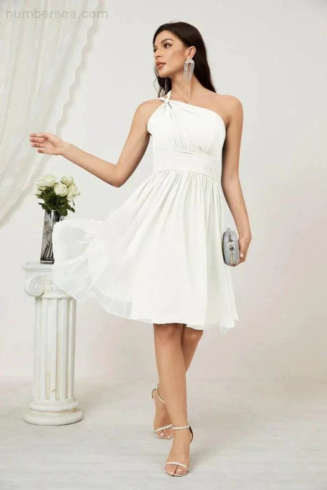 ZapDress Women Chiffon Short One Shoulder Bridesmaid Dress Formal Dresses for Party Homecoming 2804 (ZD16948)