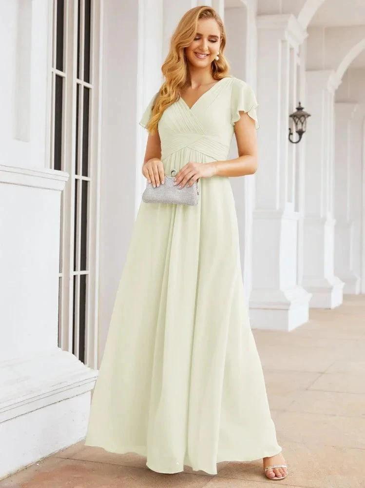 Numbersea Formal Prom Gowns for Mother of The Bride Cap Sleeves Bridesmaid Dress 28047 by numbersea