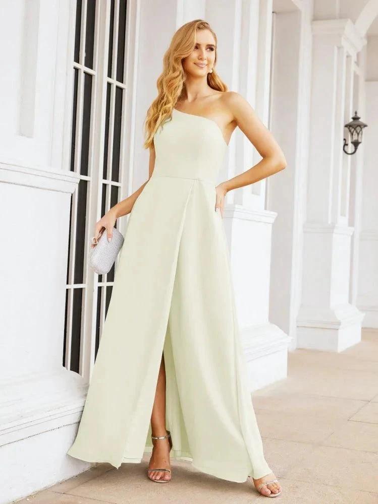 Numbersea Women's One Shoulder Formal Prom Gowns for Mother of The Bride Side Slit Bridesmaid Dresses 28052 by numbersea
