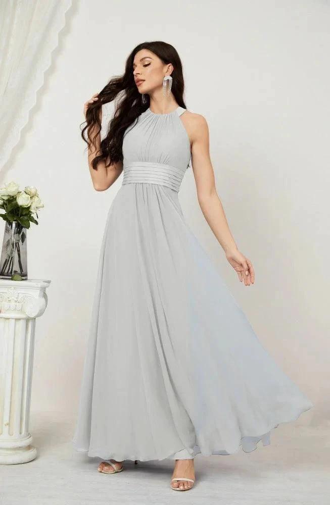 Numbersea Formal Party Gown Dress Chiffon Halter Long Sleeveless Bridesmaid Dresses 2802 by numbersea