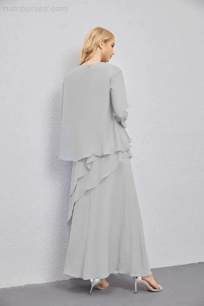 Mother of Bride Dresses with Open Front Lightweight Cardigan Formal Prom Gown 28081 (ZD16990)