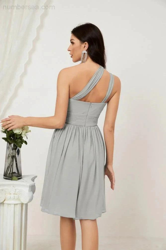ZapDress Women Chiffon Short One Shoulder Bridesmaid Dress Formal Dresses for Party Homecoming 2804 (ZD16948)