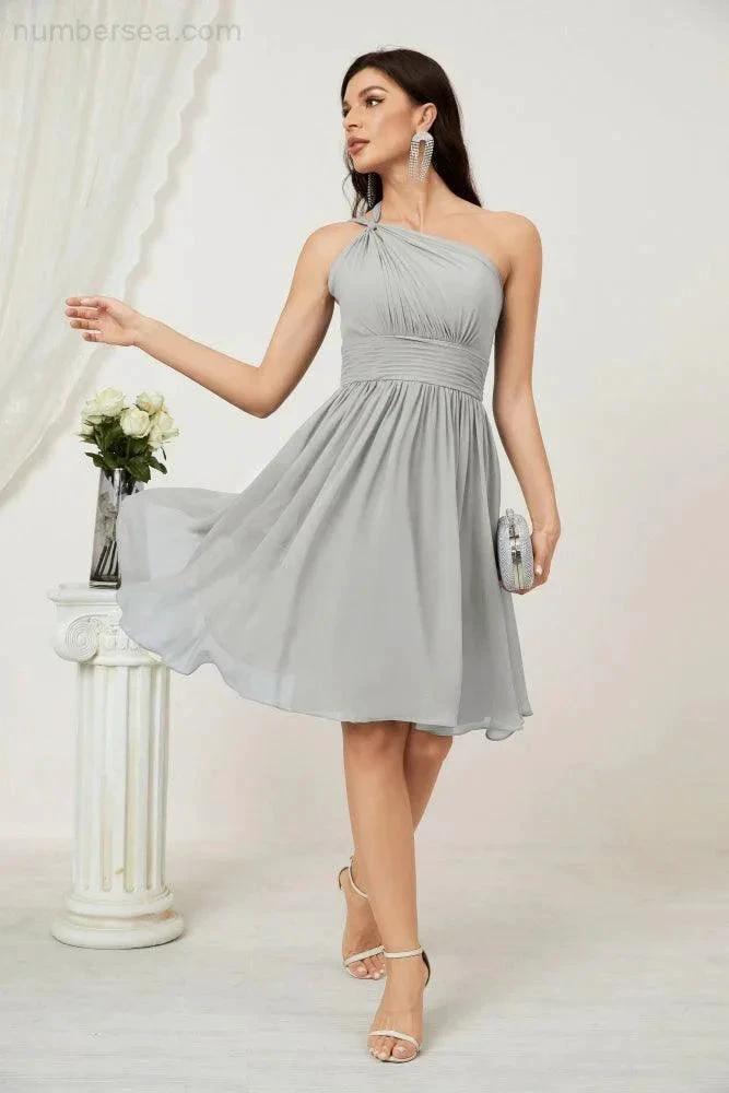 ZapDress Women Chiffon Short One Shoulder Bridesmaid Dress Formal Dresses for Party Homecoming 2804 (ZD16948)