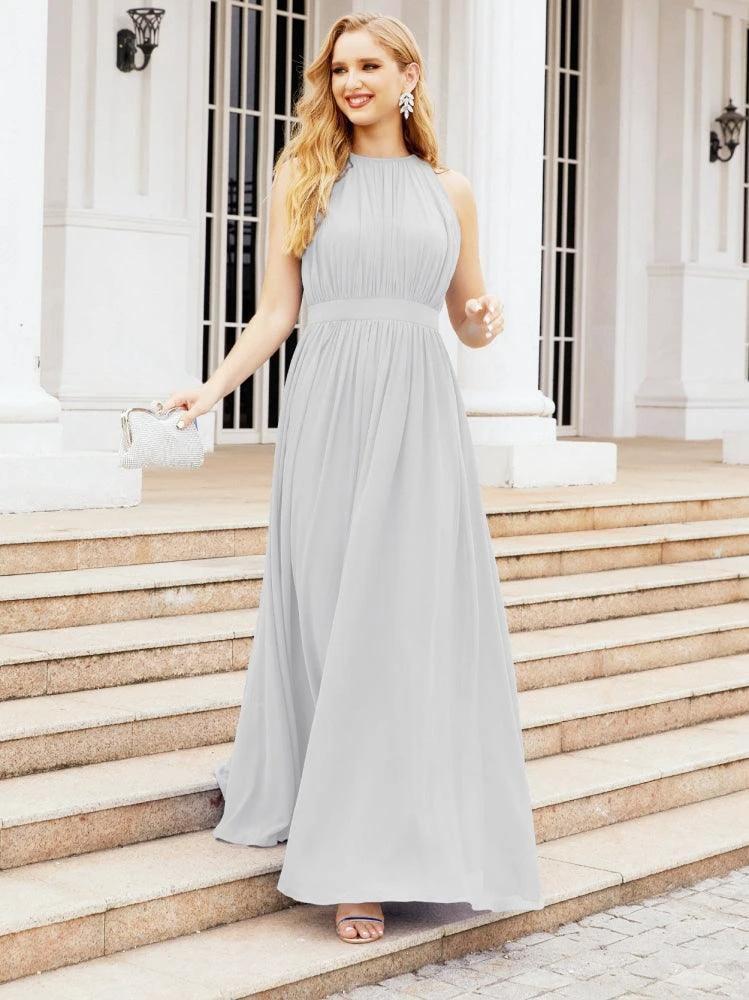 Numbersea Halter Bridesmaid Dress Empire Waist Formal Evening Prom Gown for Mother of The Bride 28030 by numbersea
