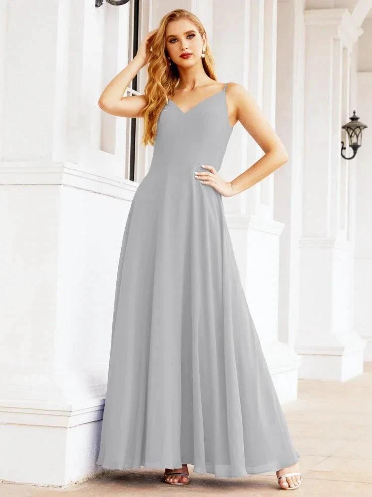 Numbersea Spaghetti Strap Bridesmaid Dresses V Neck Butterfly Back Fromal Evening Party Prom Gown 28036 by numbersea