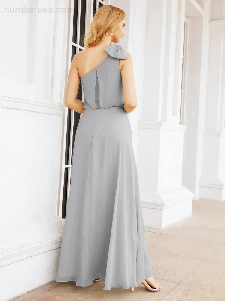 ZapDress Chiffon Ruffled One Shoulder Sleeveless Long Bride Dresses A-line Formal Evening Gown Side Split 28057 (ZD17041)