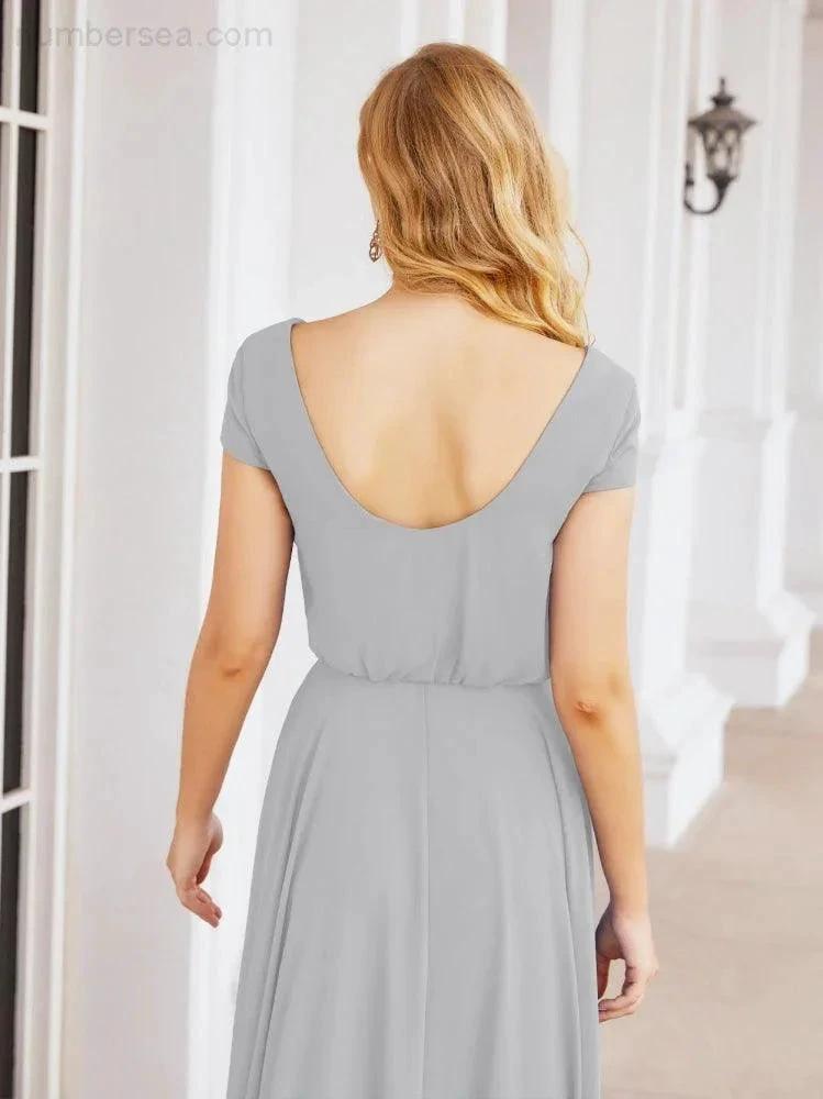 ZapDress V-Neck Bridesmaid Dresses Long Cap Sleeves Prom Evening Formal Gowns 28071 (ZD17047)