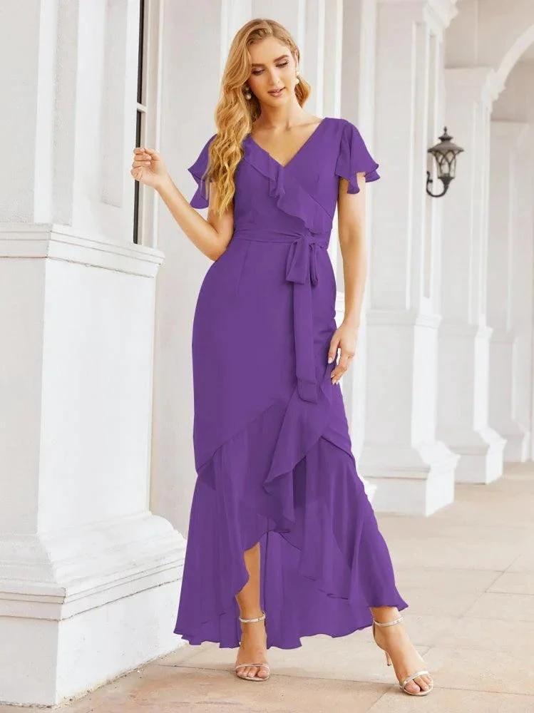 Numbersea Ruffled Bridesmaid Dresses Mermaid Formal Violin Evening Party Prom Gowns 28042 by numbersea